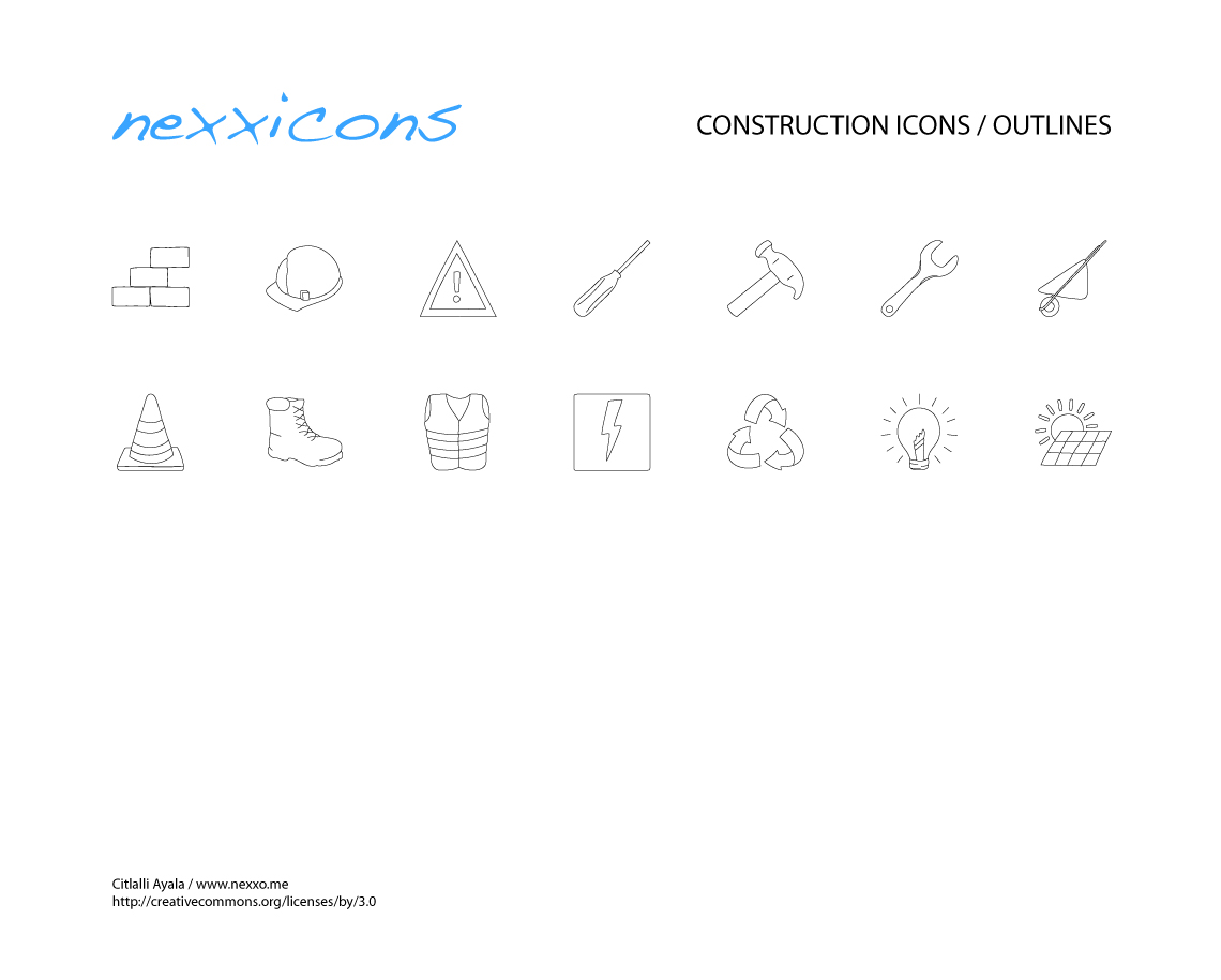 Construction Outline Icon Set Full